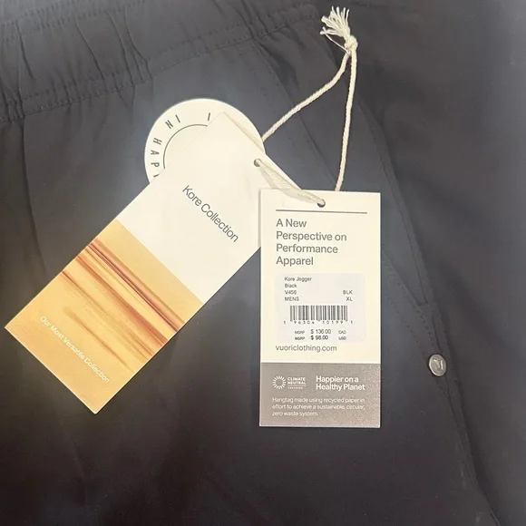 Vuori Black Kore Jogger Pants